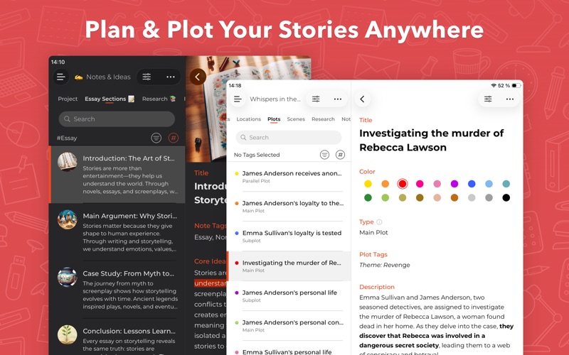 Story Planner for Writers iPhone screenshot