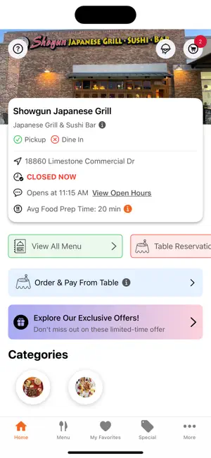 Shogun Japanese Grill screenshot 1