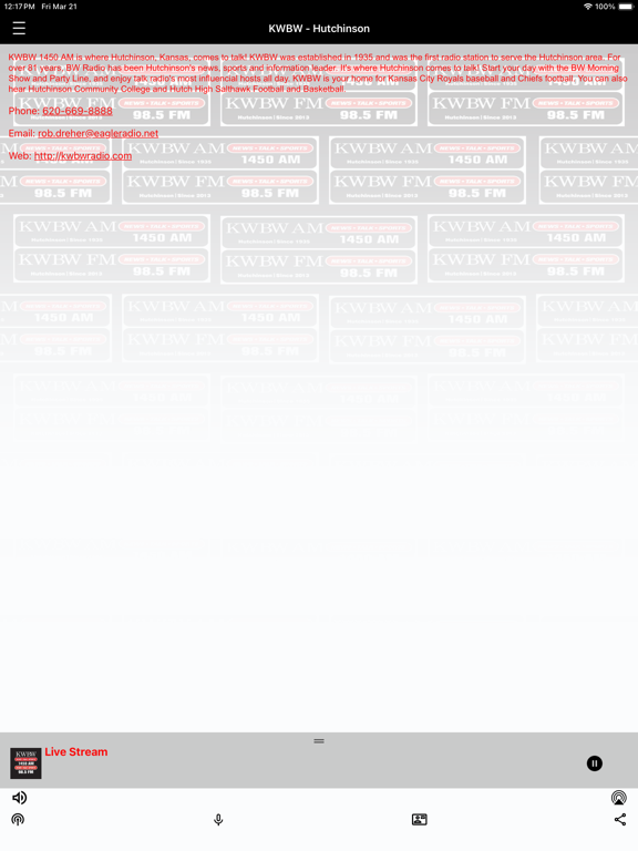 Screenshot #6 pour KWBW Radio,  Hutchinson, KS