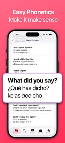 SpeakEasy Spanish Phrasebook screenshot