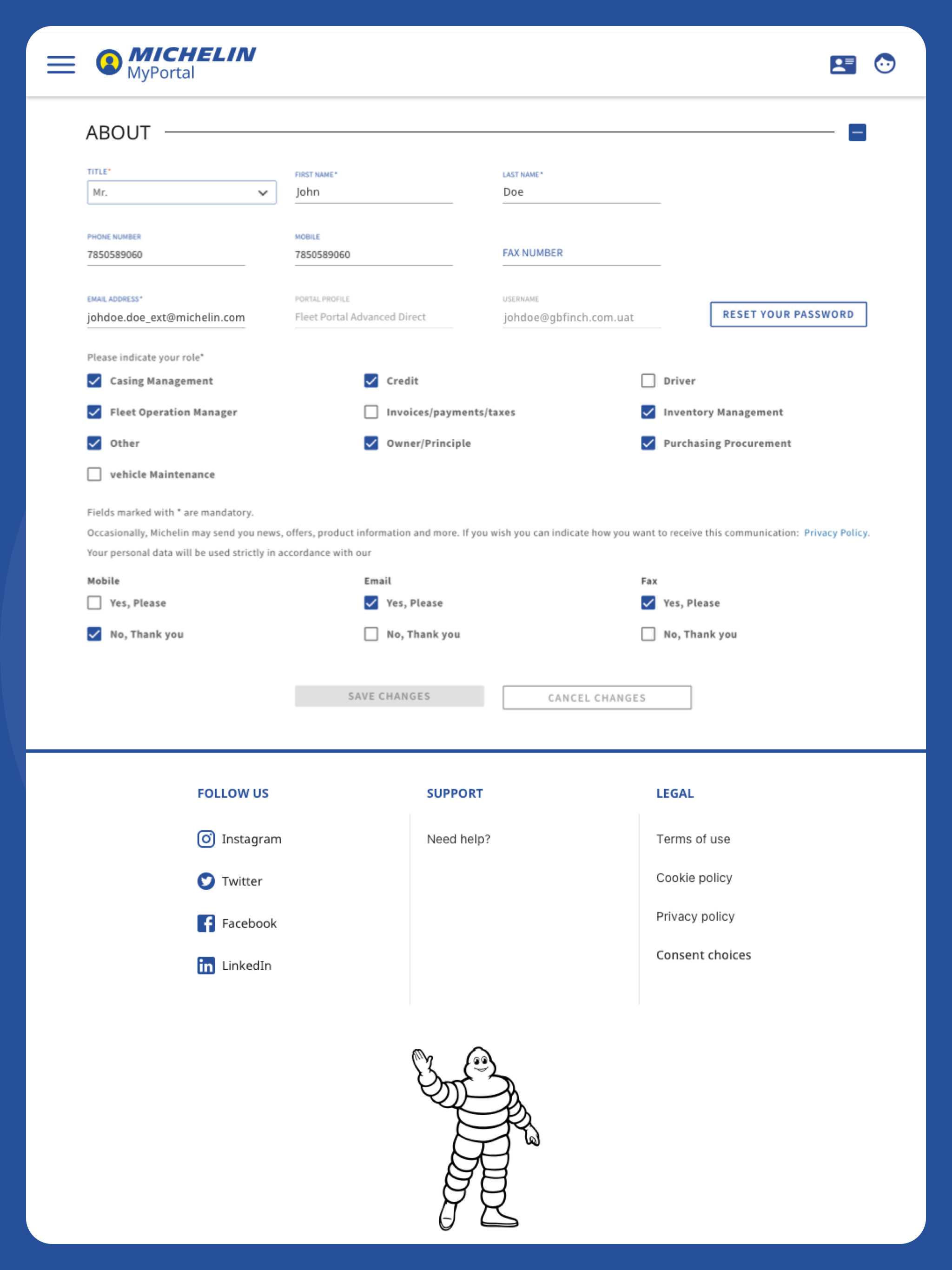 Michelin MyPortal