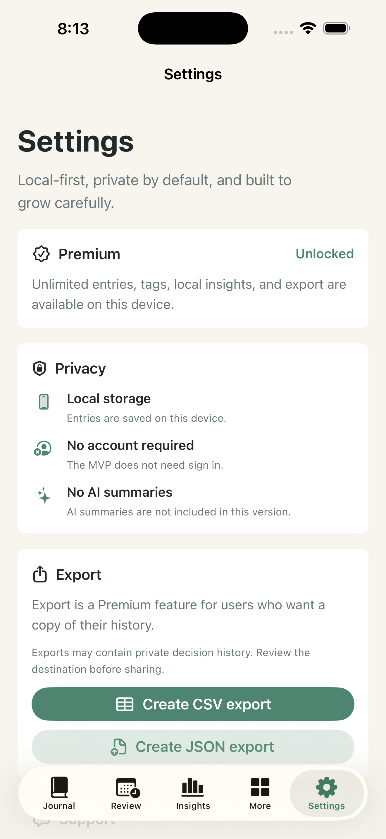 Decision Journal: Logbook screenshot 5