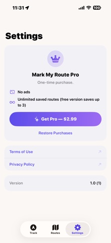 Mark My Route - Save Journeys iPhone screenshot
