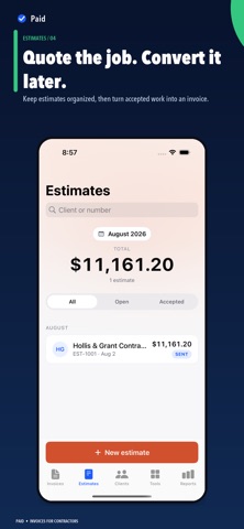 Paid: Invoices & Estimates iPhone screenshot