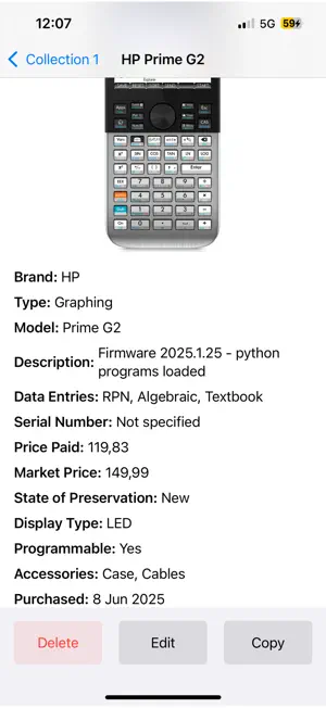CalCollections screenshot 2