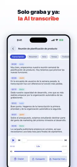 Captura de pantalla de AI Voice Recorder Pro en iPhone 1