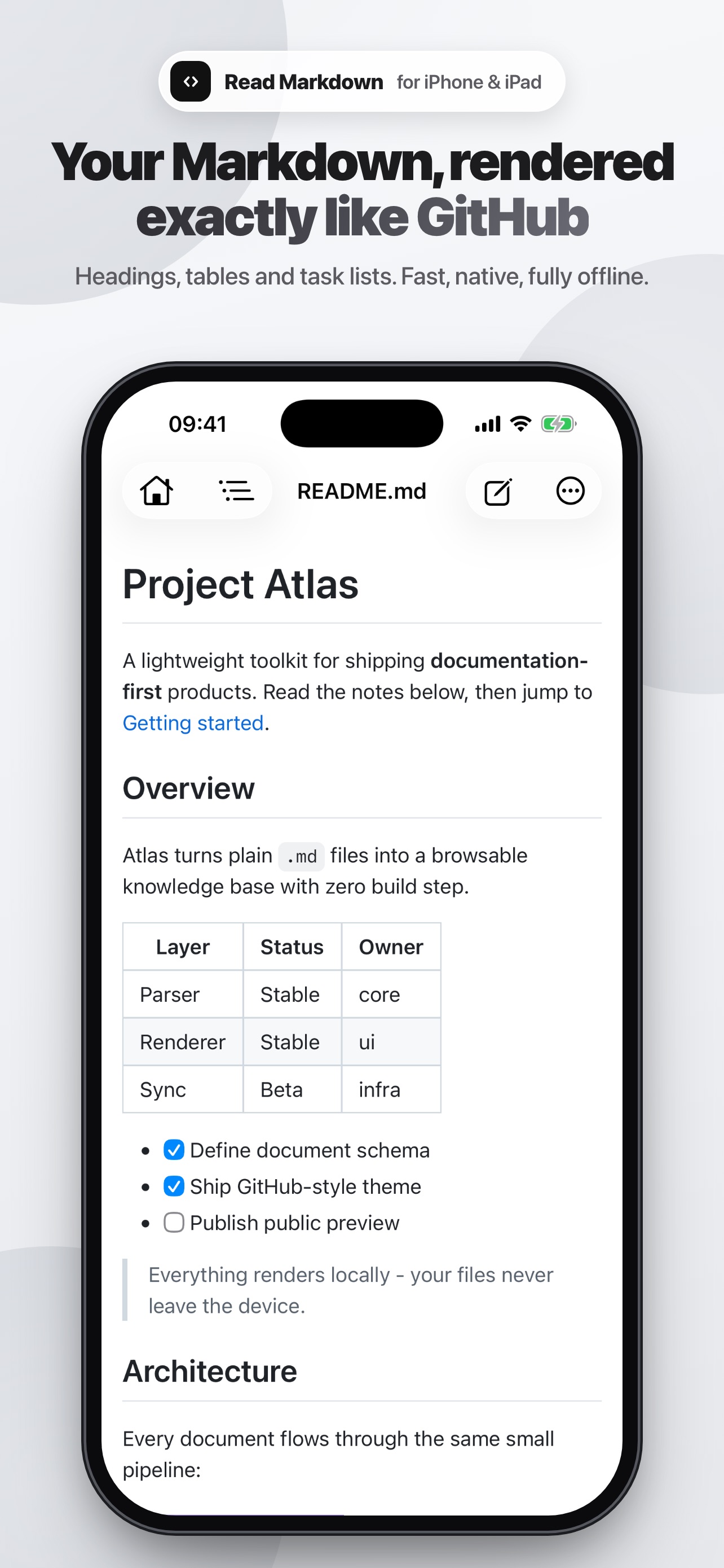 Screenshot 1 of Read Markdown: Fast & Light