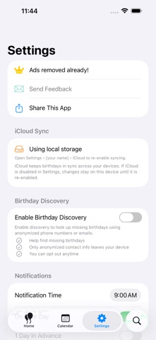Birthday Calendar Simple Screenshot 3 of 5