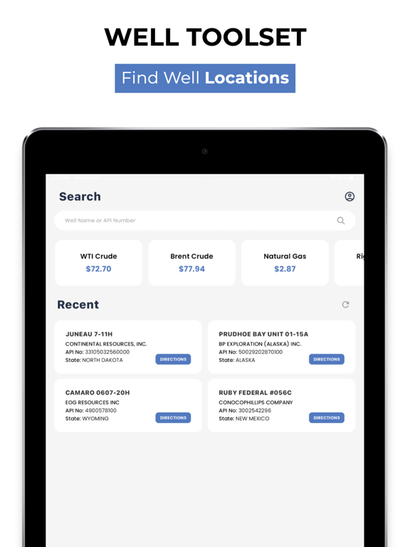 Well Toolset iPad screenshot 1 - Navigation app