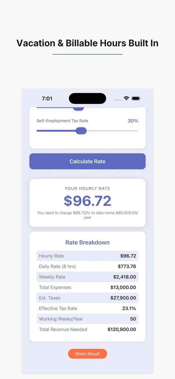 Screenshot #3 pour Freelance Rate Calculator