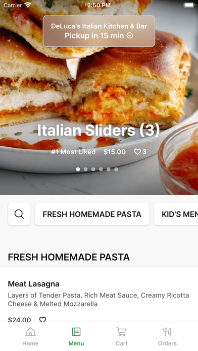 DeLuca's Italian iPhone screenshot 1 - Food & Drink app