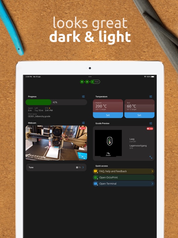 OctoApp for OctoPrint/Klipper iPad screenshot 4 - Productivity app