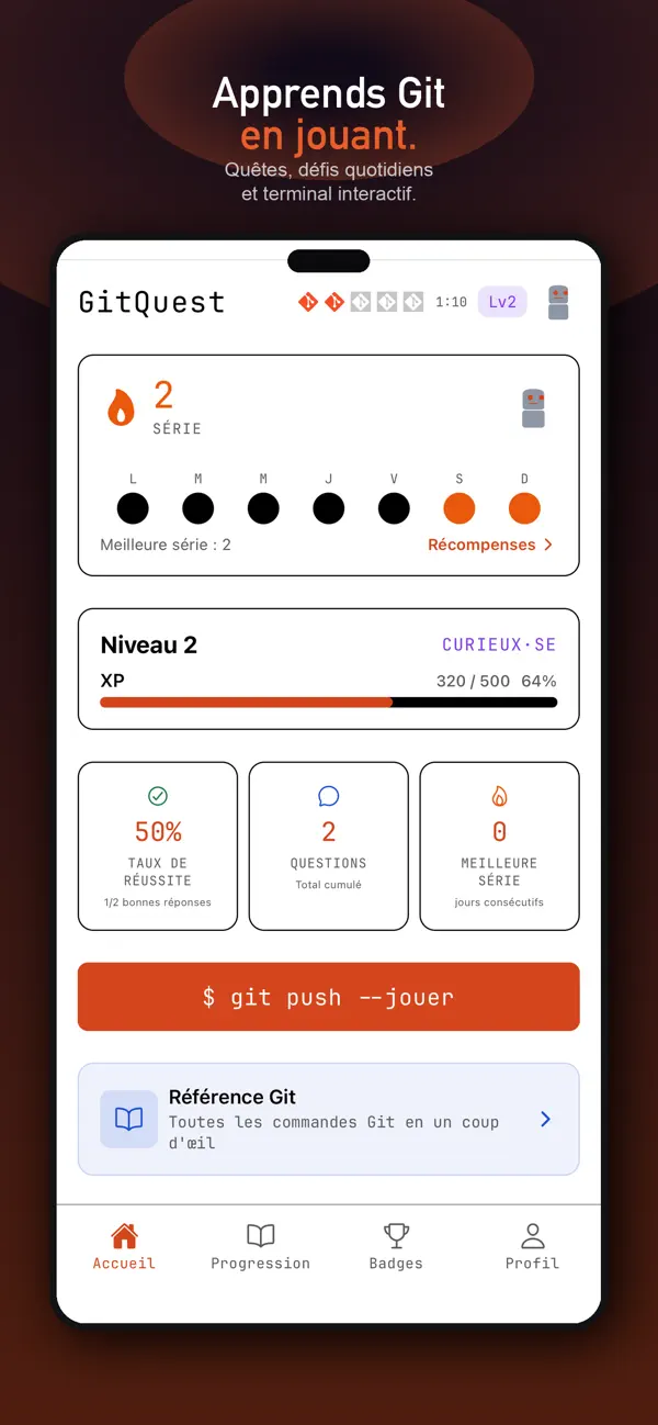#1. GitQuest — Learn Git (iOS) Ved: anais sparesotto