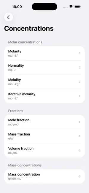 Concentrations screenshot 1
