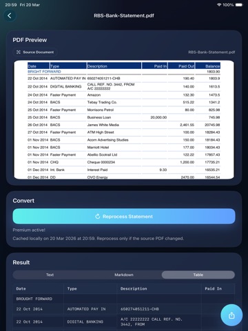 PDF Bank Statement Converter iPad screenshot