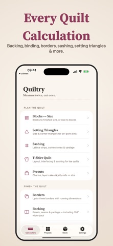 Quiltry: Quilting Calculator iPhone screenshot