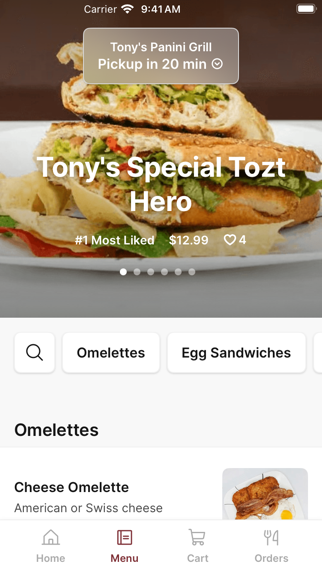 Tony's Panini Grill Hillside iPhone screenshot 2 - Food & Drink app