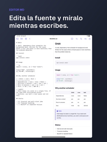 .md viewer & editor: NanoFile iPad screenshot 2