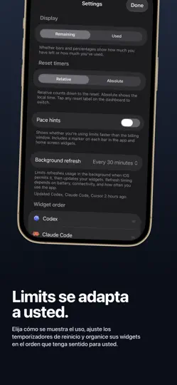 Captura de pantalla de Limits: AI Usage Tracker en iPhone 6
