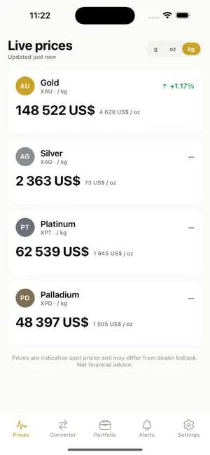 Gold Price - Spot & Portfolio screenshot 1