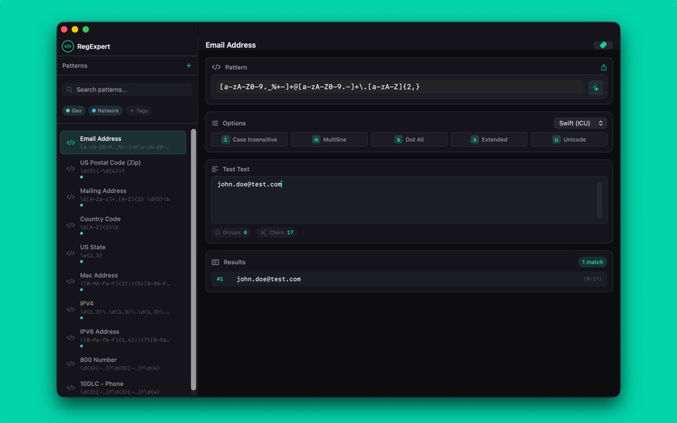 #1. RegExpert (macOS) Tekijänä: Noel Geren