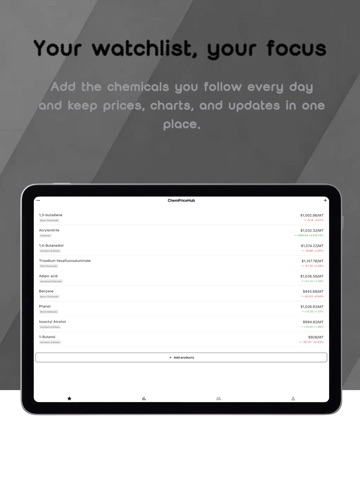 ChemPriceHub iPad screenshot