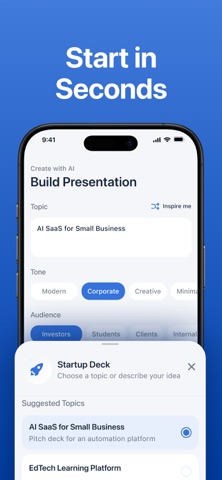 presentation ai: Inizio app iPhone screenshot