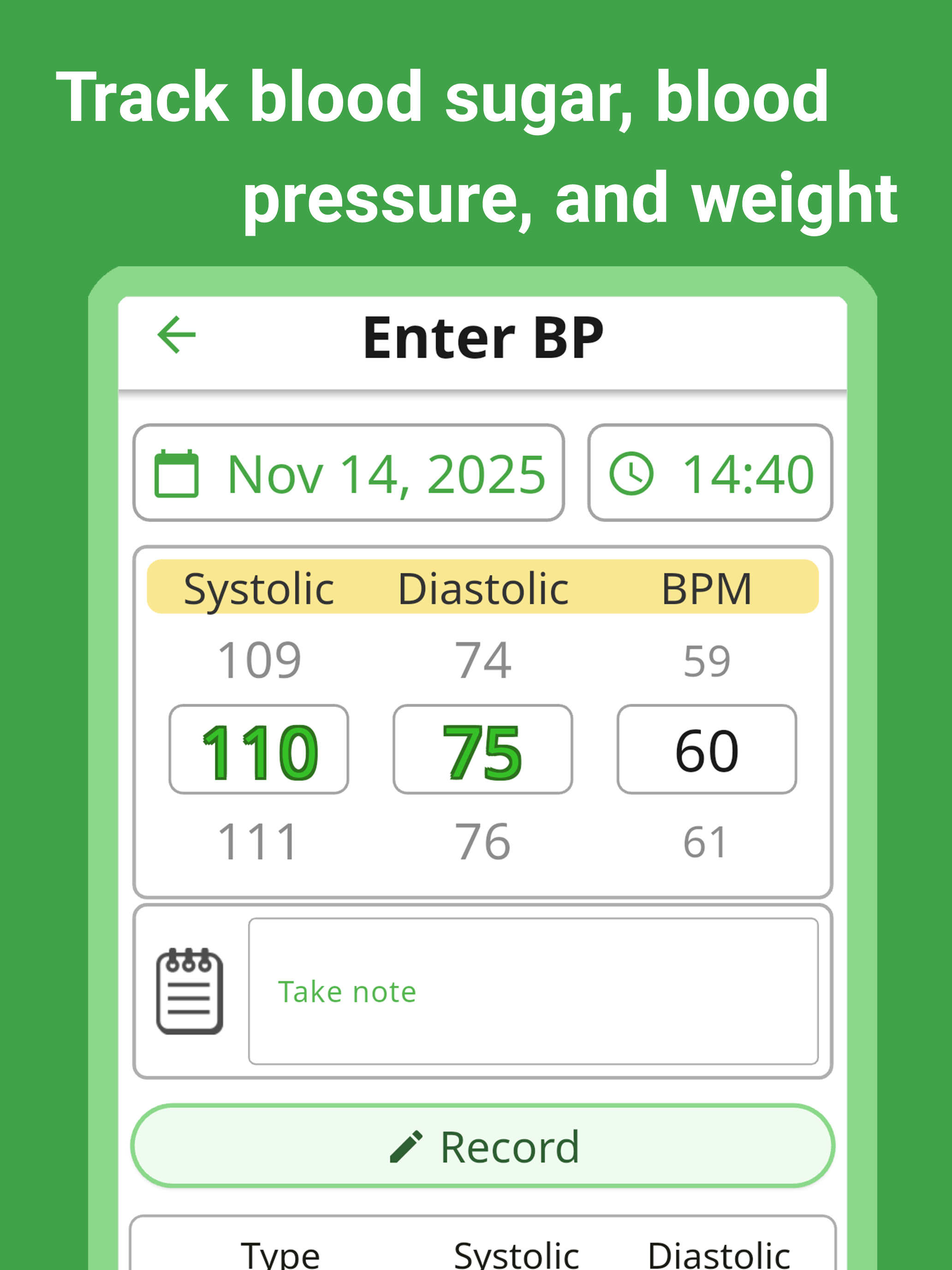 Blood Sugar & BP Log, TryNotes