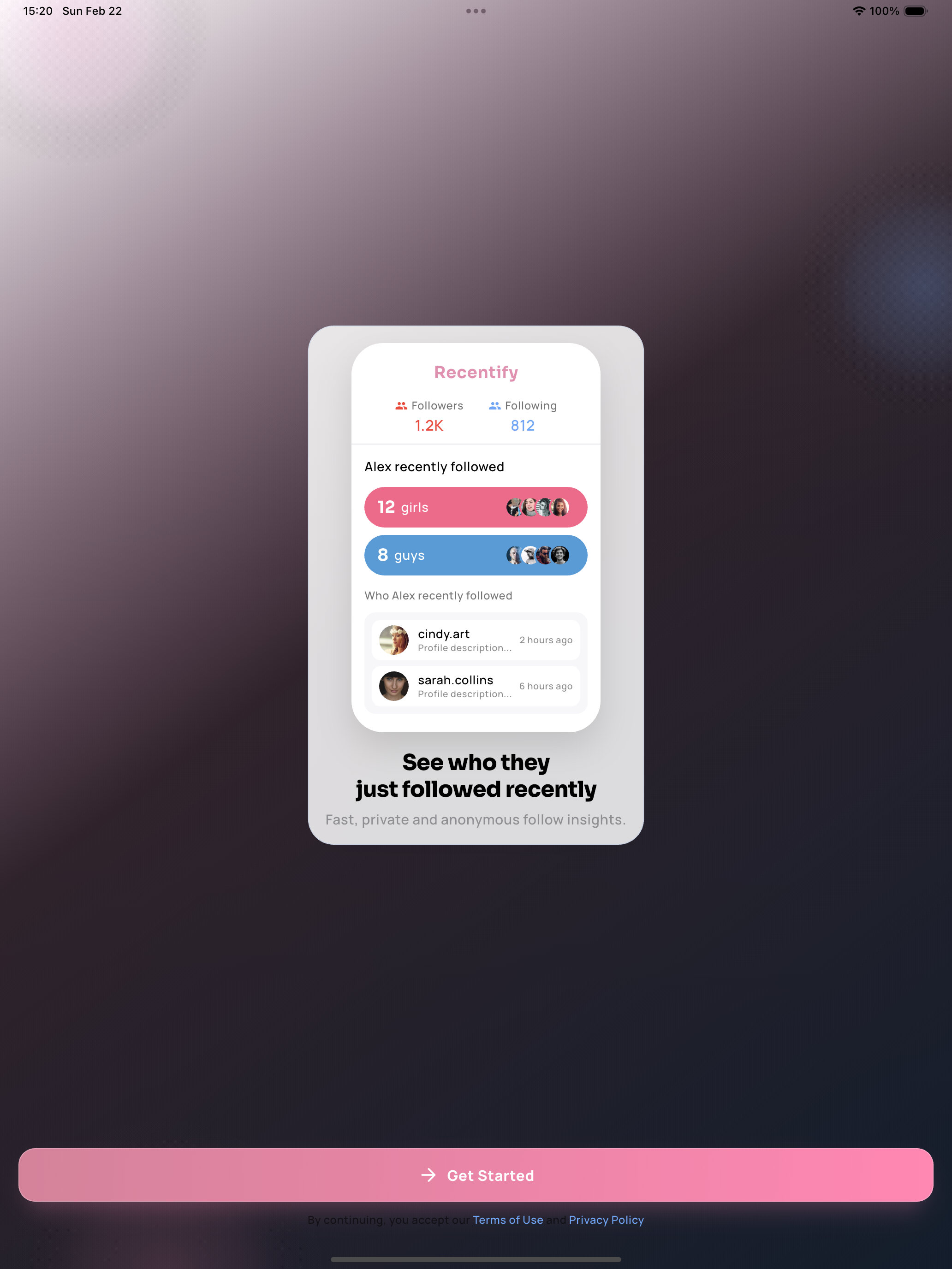 Recentify: Follow Tracker