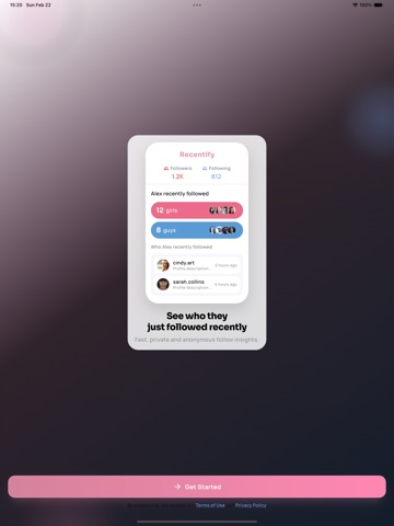 Recentify: Follow Tracker iPad screenshot