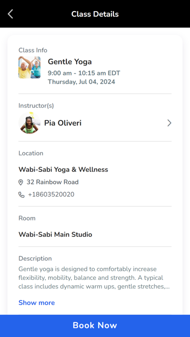 Wabi-Sabi Yoga & Wellness Screenshot