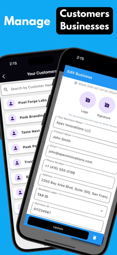 Invoice Maker App & Billing - manage-customers-and-business-profiles