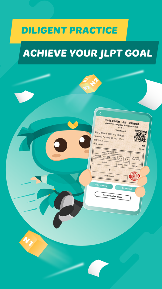 #1. Migii JLPT: JLPT test N5-N1 (iOS) 由: Linh Nguyen