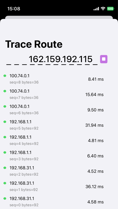 Saffron : VPN Ping Trace Route Screenshot