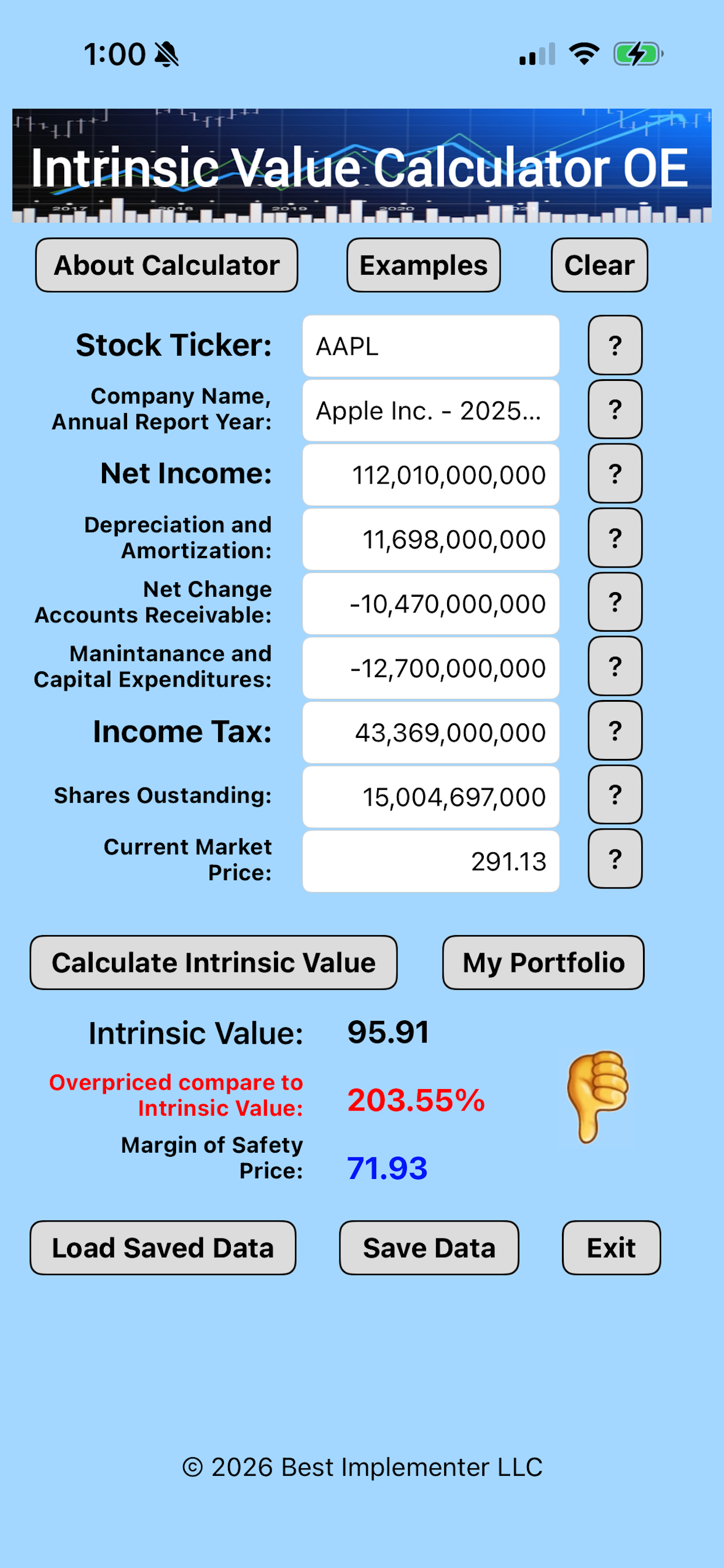 Intrinsic Value Calculator OE screenshot 3