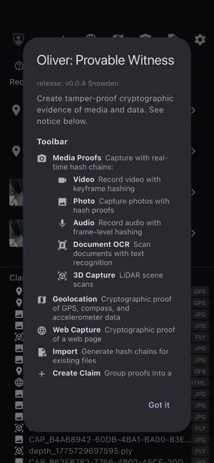 Oliver: Provable Witness screenshot 1