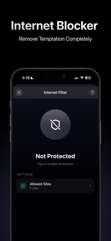 Rewired: Defeat Lust Now - The app enables users to establish digital boundaries with an internet filter and clear protection status indicator.