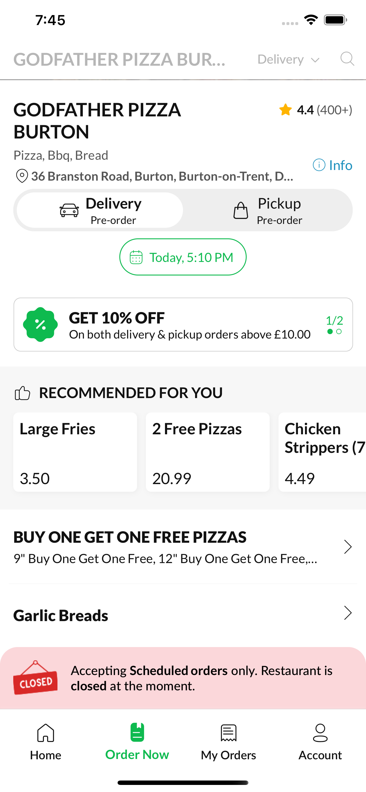 GODFATHER PIZZA BURTON