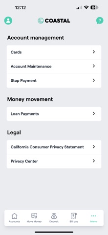 Coastal Community Bank Mobile iPhone screenshot