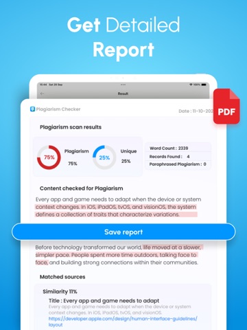 Plagiarism Checker & AI Detect iPad screenshot