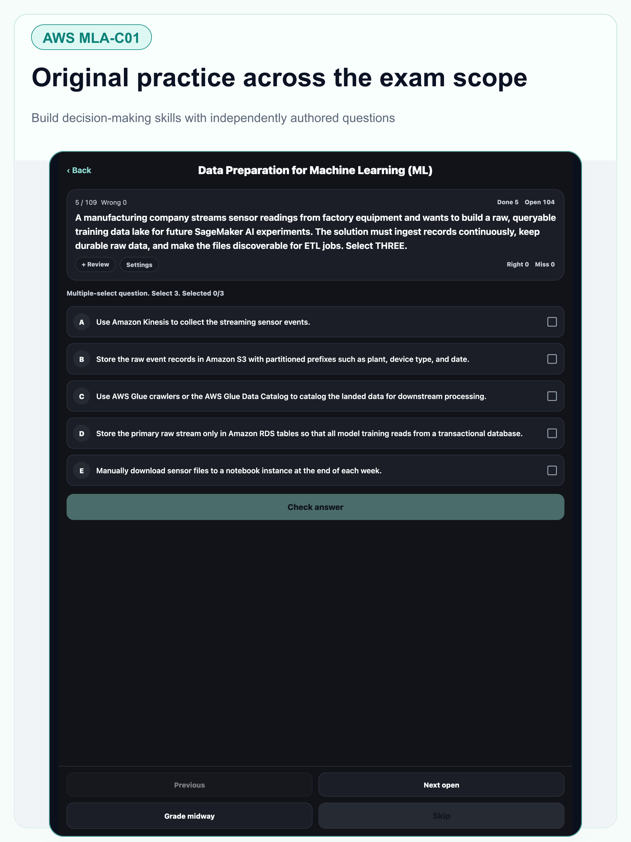 AWS MLA Machine Learning Prep screenshot 15