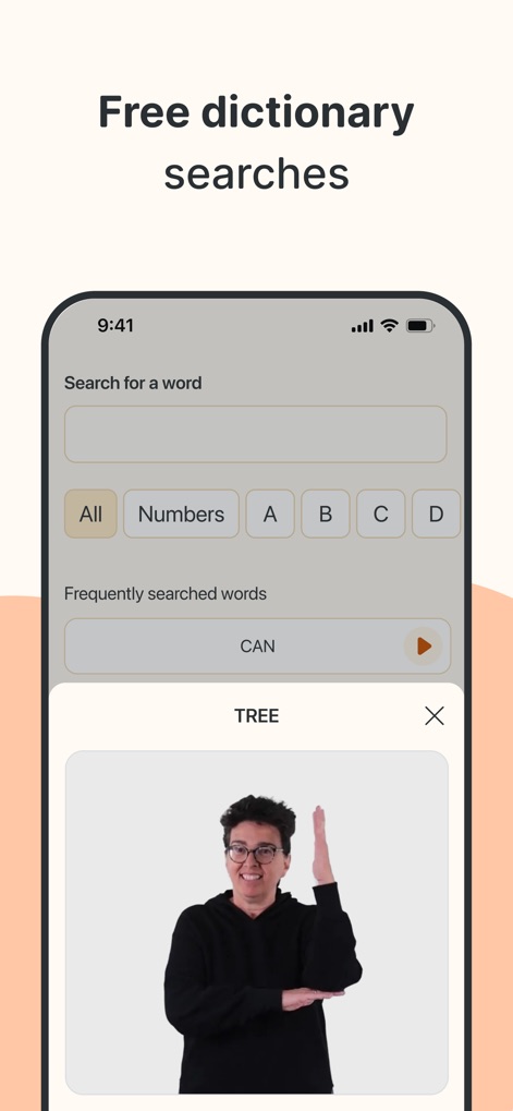 Lingvano - Learn Sign Language - The app offers an invaluable resource with its intuitive search bar for vocabulary lookup and instant video demonstrations of individual signs.