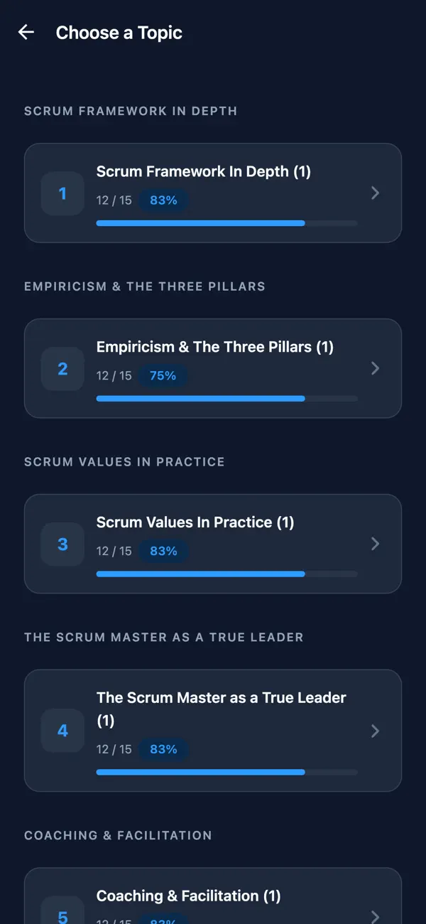 Screenshot #2 pour PSM II Scrum Master Prep