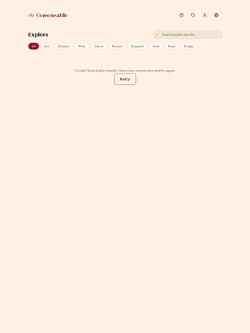 Consensable iPad screenshot