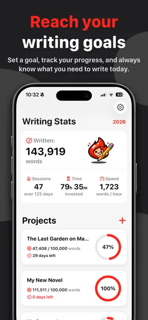 Writing Tracker - Word Count screenshot 1