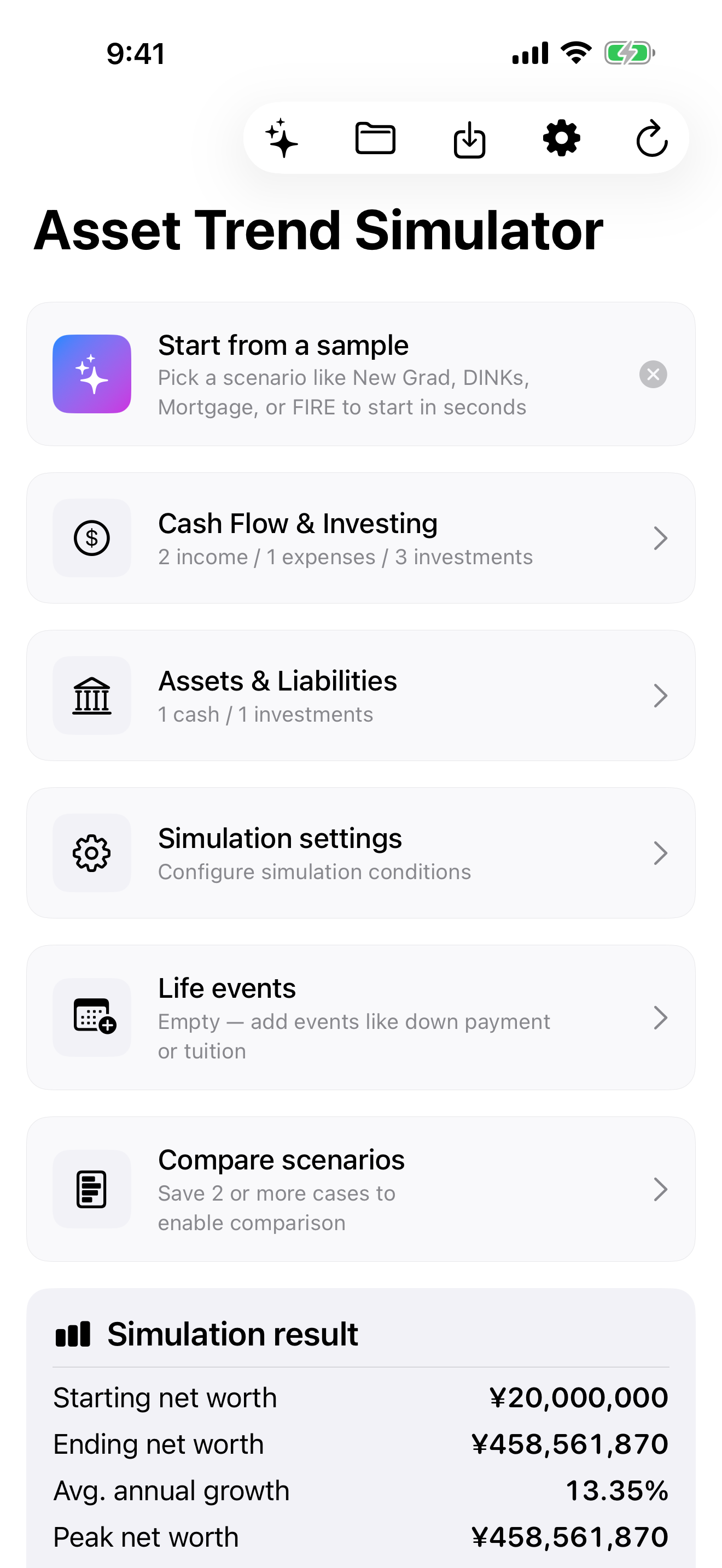 Asset Trend Simulator screenshot 2