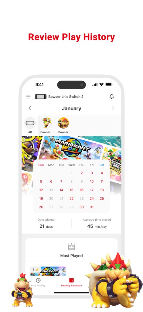 Nintendo Switch Parental Cont… - Monthly Activity Insights