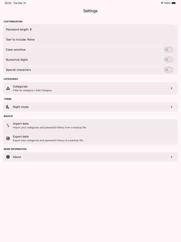 NewPassword! iPad screenshot