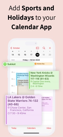 Sports Schedules & Holidays app screenshot