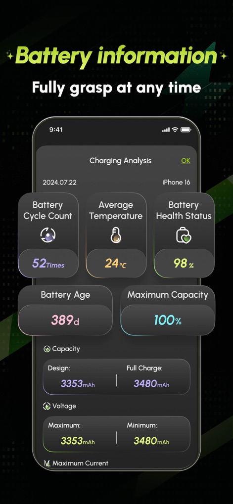 Blanko: Live Wallpaper - This tool provides critical metrics like "Battery Health Status" and "Maximum Capacity" to help users understand their device's lifespan.